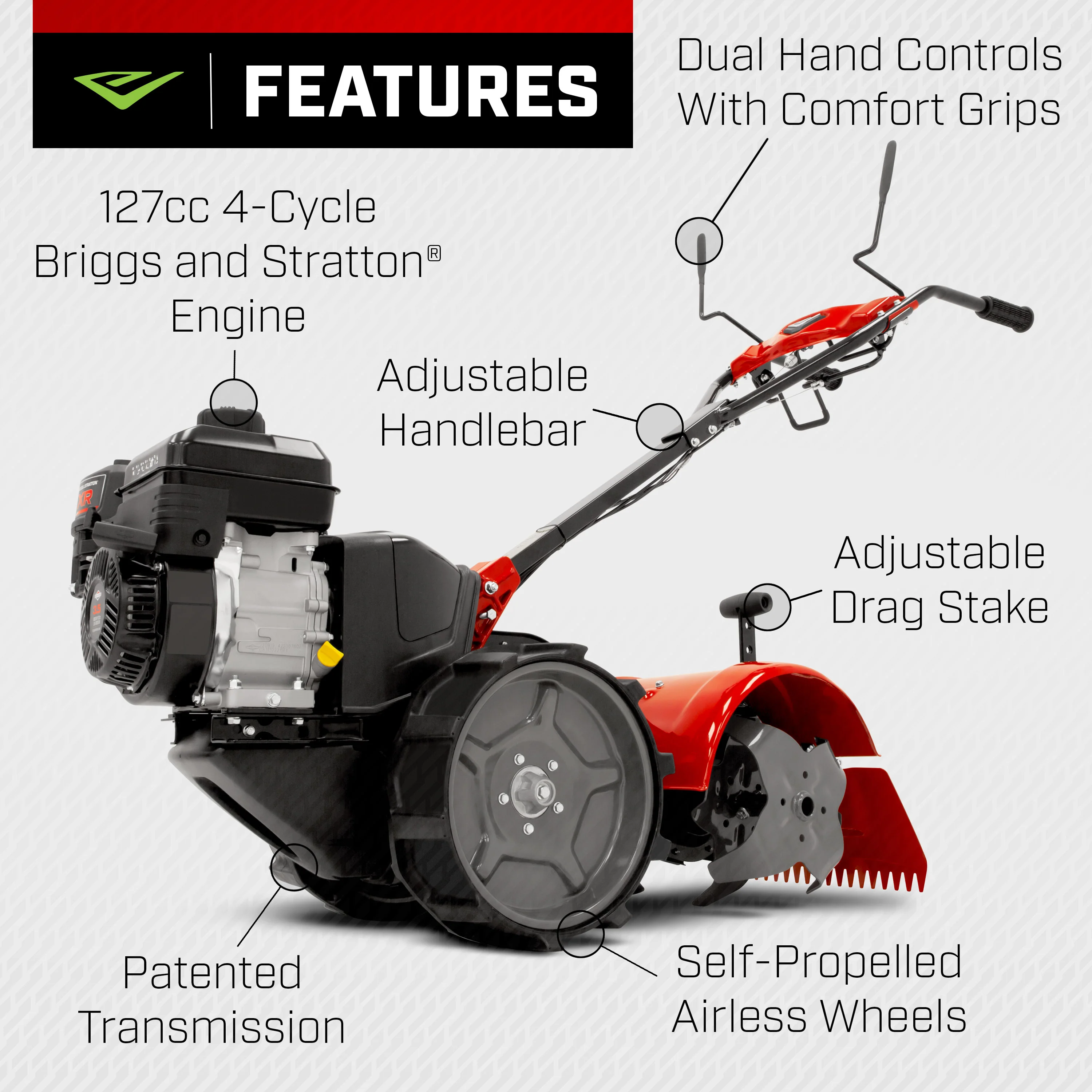 Pioneer® 127cc Rear Tine Tiller (52283) - Image 4