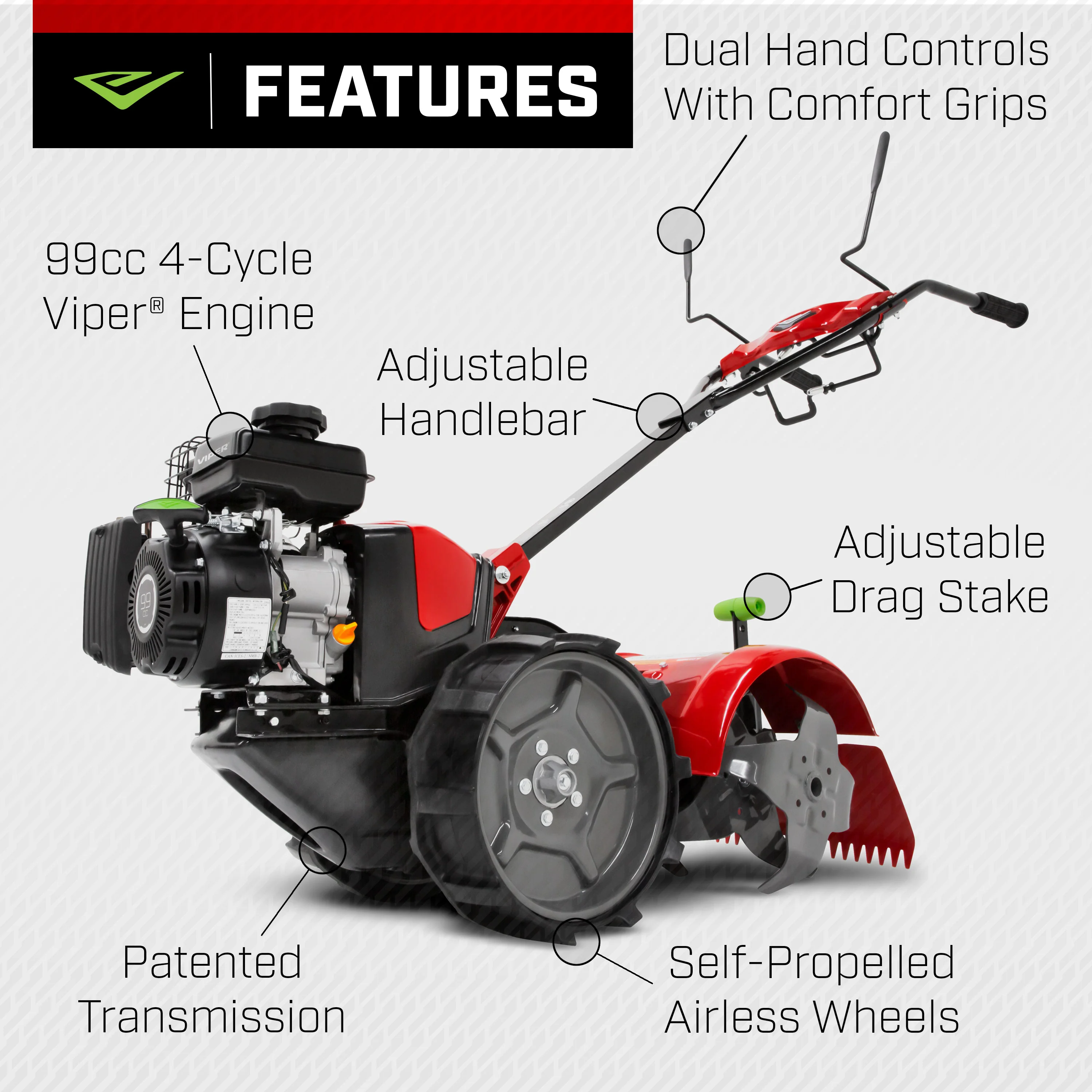 Pioneer® 99cc Rear Tine Tiller (37037) - Image 4